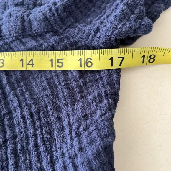 Beach Lunch Lounge 100% Cotton Gauze Navy Tiered Mini Dress Petite Boho - Picture 6 of 10